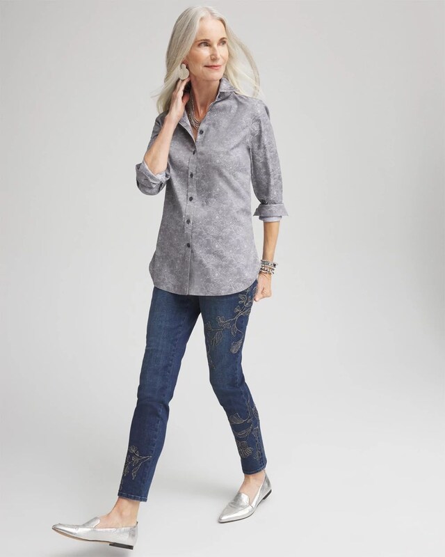 Floral Embroidered Pull-On Ankle Jeggings - image 2